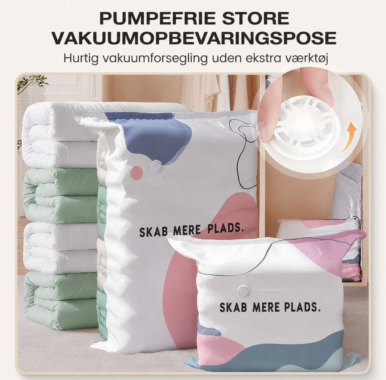 SpaceFold™ - Spar op til 80% plads – Ingen pumpe nødvendig!