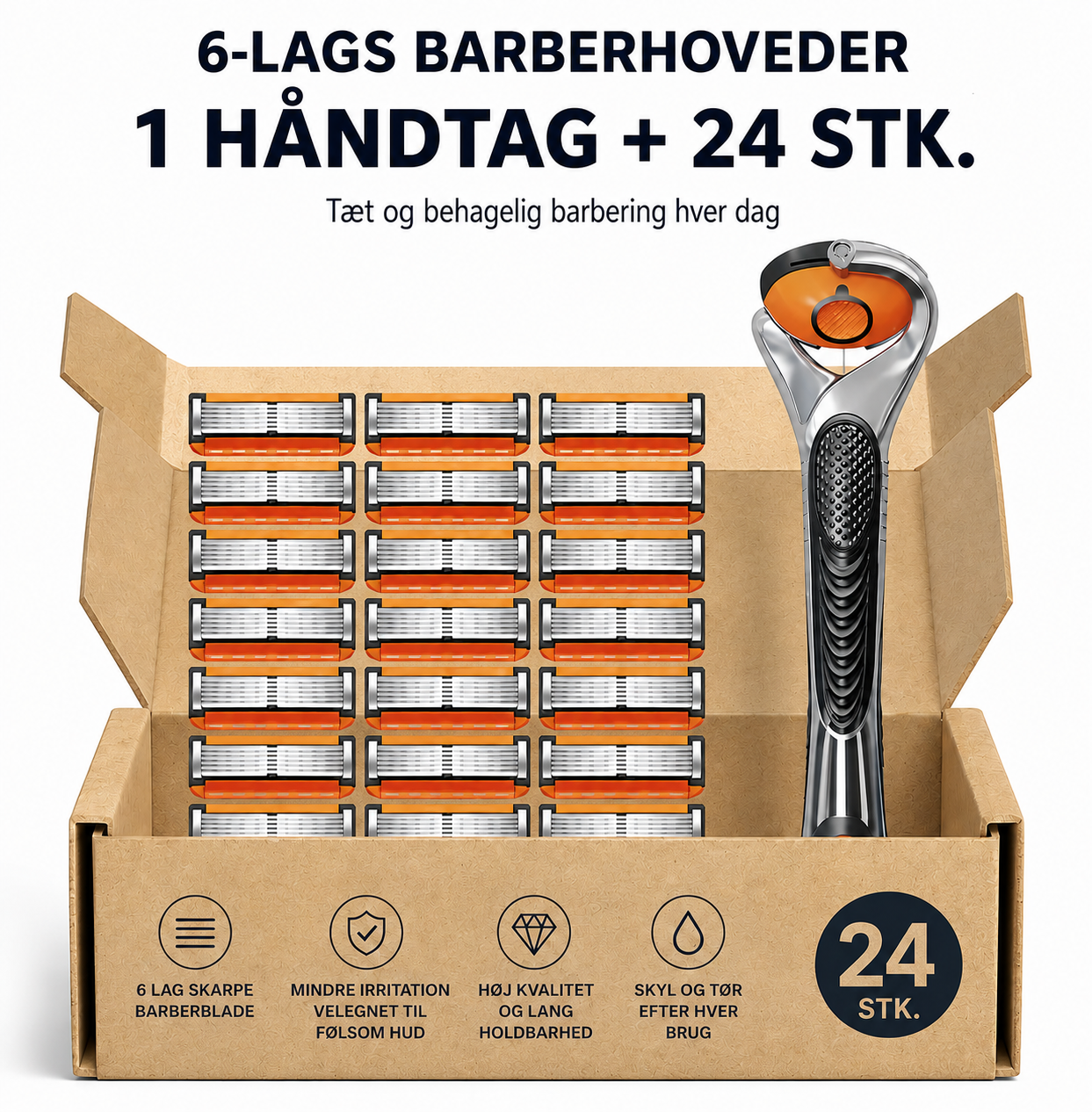NordShave Barbersæt - 1 skaft + 24 barberblade