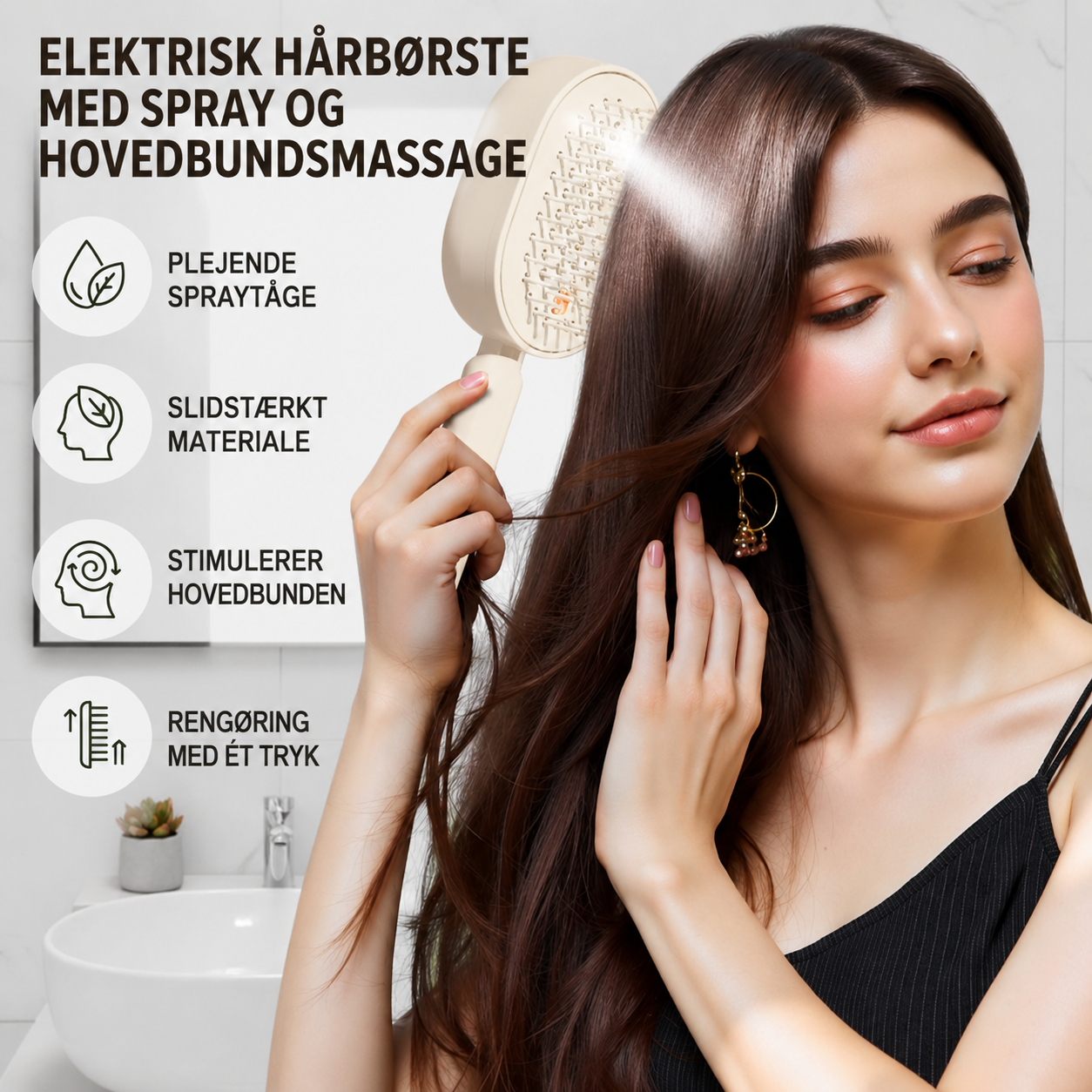 2-i-1 massage- og hårbørste | Hårbørste med Spray og Massage til Alle Hårtyper